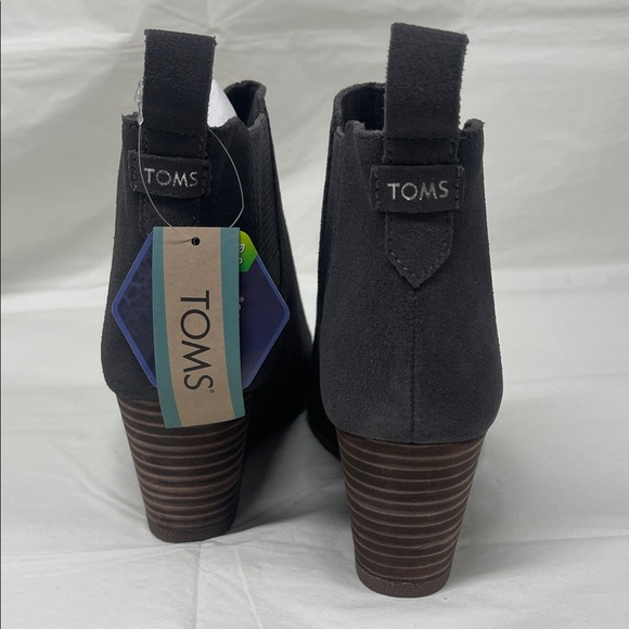 TOMS Charcoal Suede Wedge Booties - Picture 5 of 12